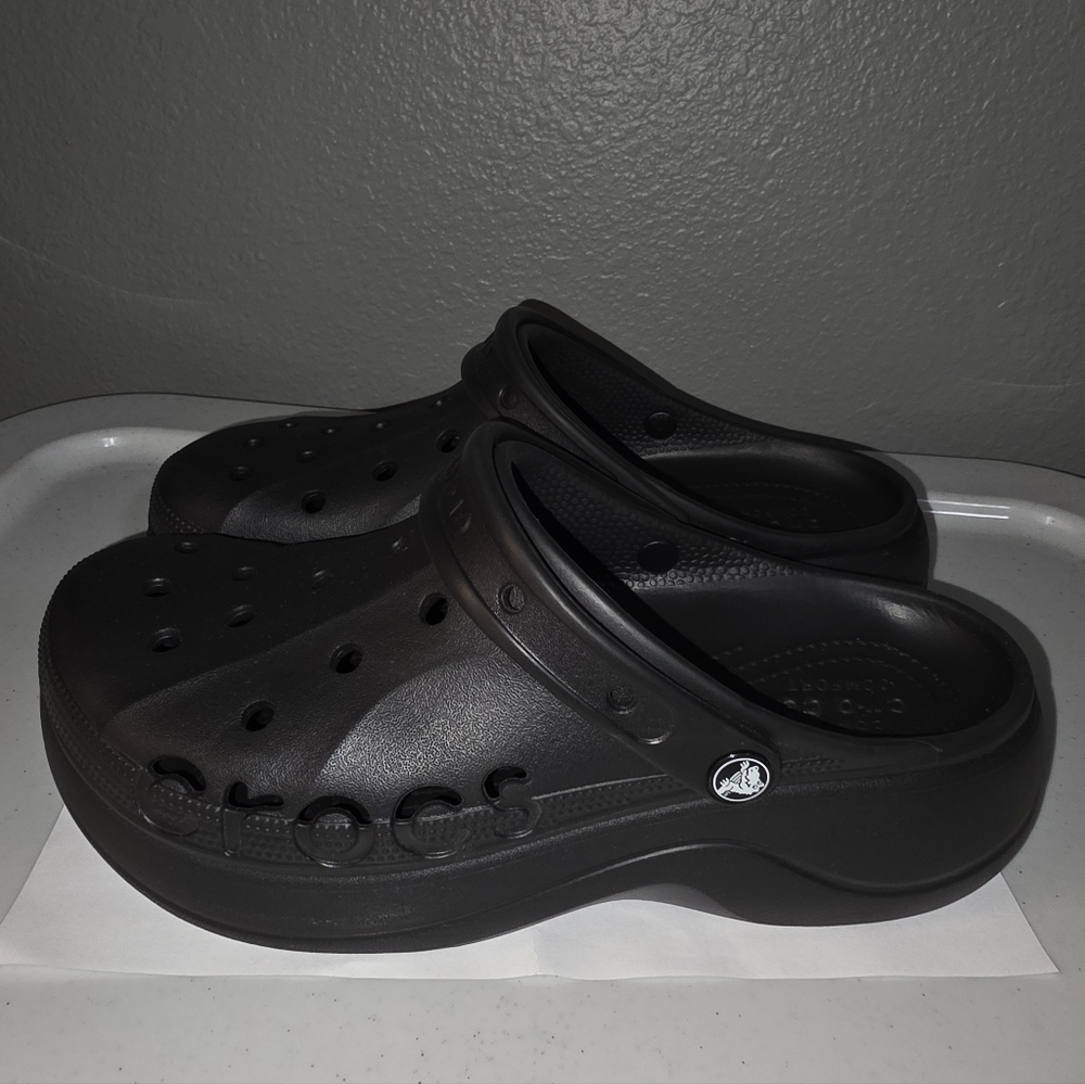 Women's Crocs Baya Platform Slip-On Black Clogs 11